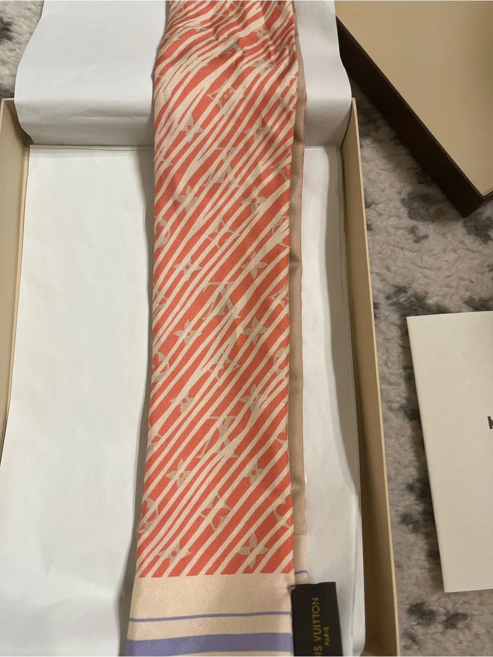 Louis Vuitton Coral, Mint & Lavender Silk Scarf